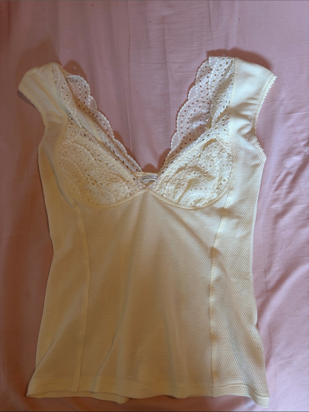 Lace Trim Camisole Tank Top - Cream